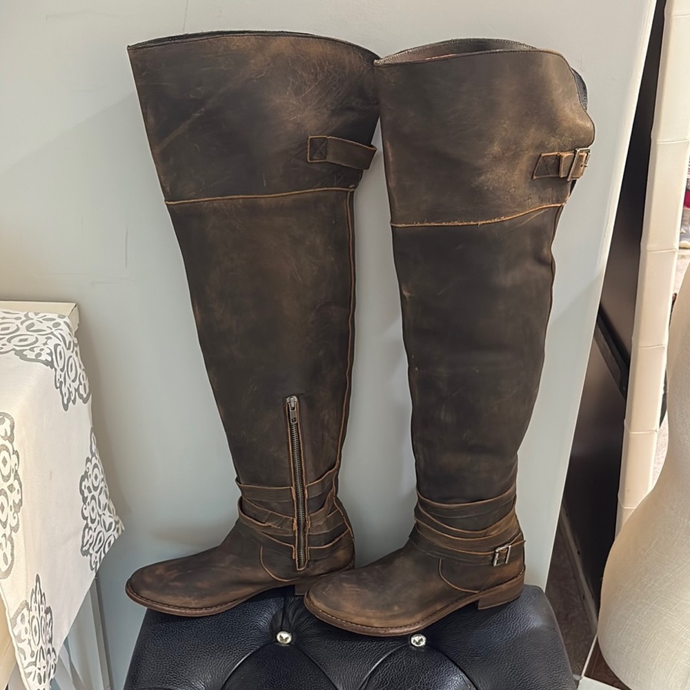 Brown Over-the-Knee Leather Boots